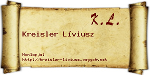 Kreisler Líviusz névjegykártya